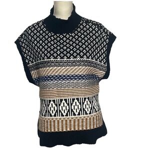 Marled‎ Relaxed Fair Isle Cable Knit Boho Winter Aesthetic Sweater Women's M